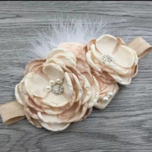 Ivory floral Easter headband bow birthday hair accessories photoshoot flowers